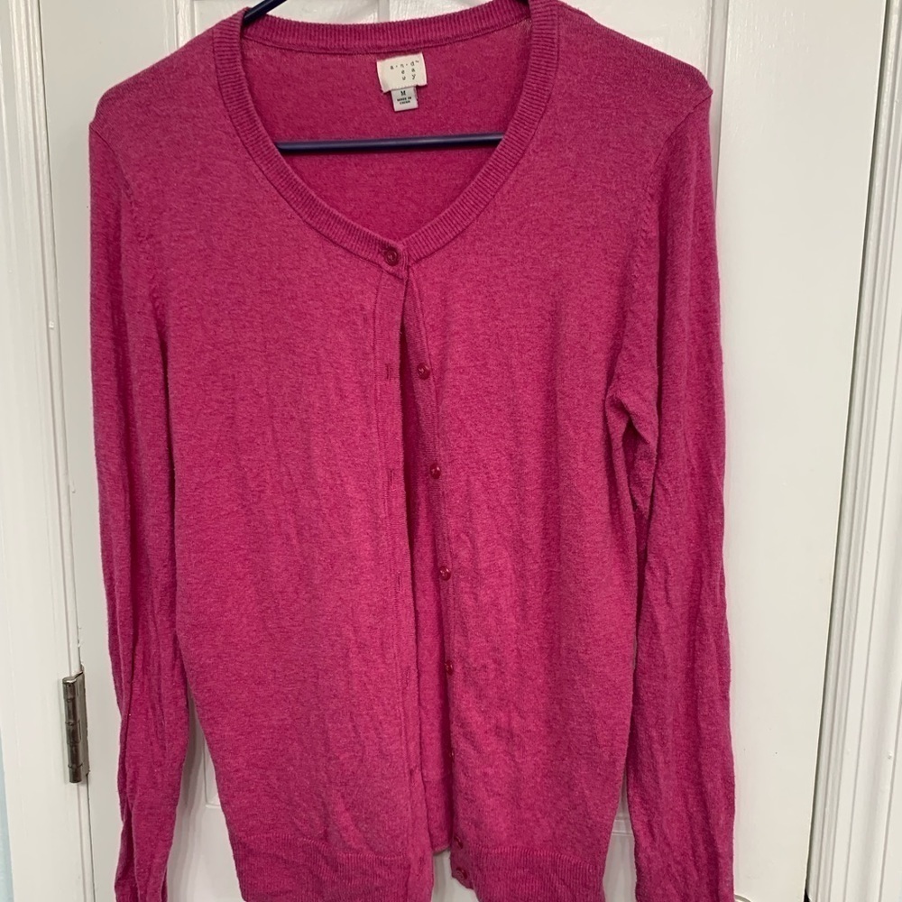 A New Day Raspberry Cardigan Sz Med Academia Barbiecore New Preppy Classic